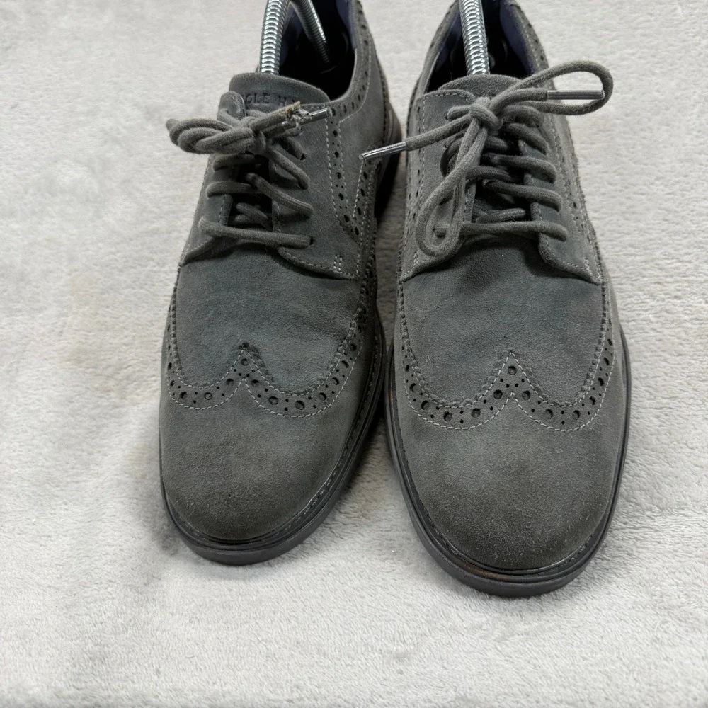 Cole Haan Shoes Men 8.5M Grand Evolution Wingtip Oxford Grey Suede Dress Sneaker